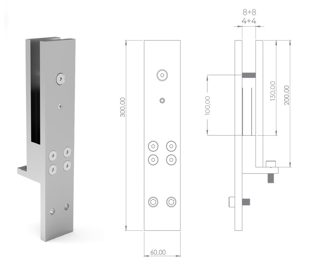 YANDAN BAĞLANTI DÜZ CAM AYAĞI
